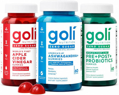 Goli Zero Sugar Wellness Trio Gummies 180 Count