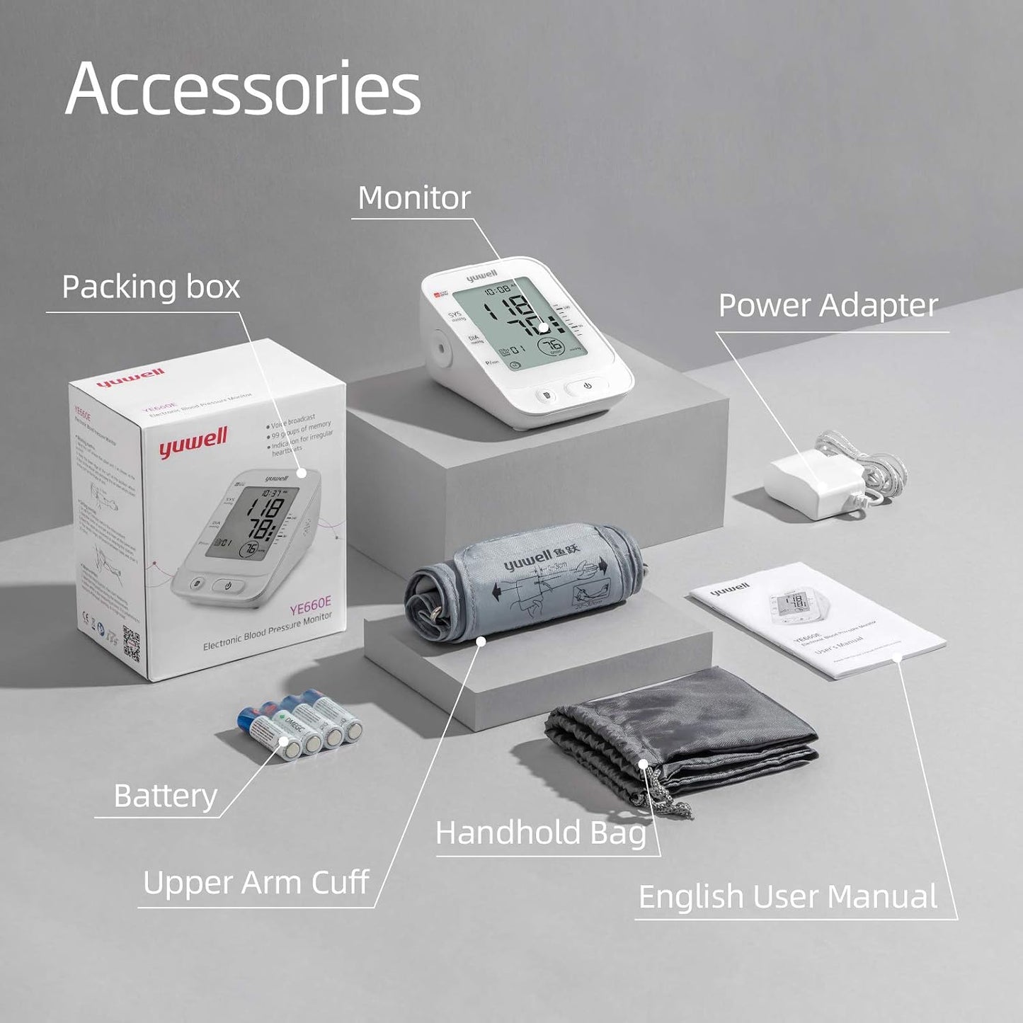 yuwell Digital Blood Pressure Monitor Large Cuff Voice Broadcast 99 Readings