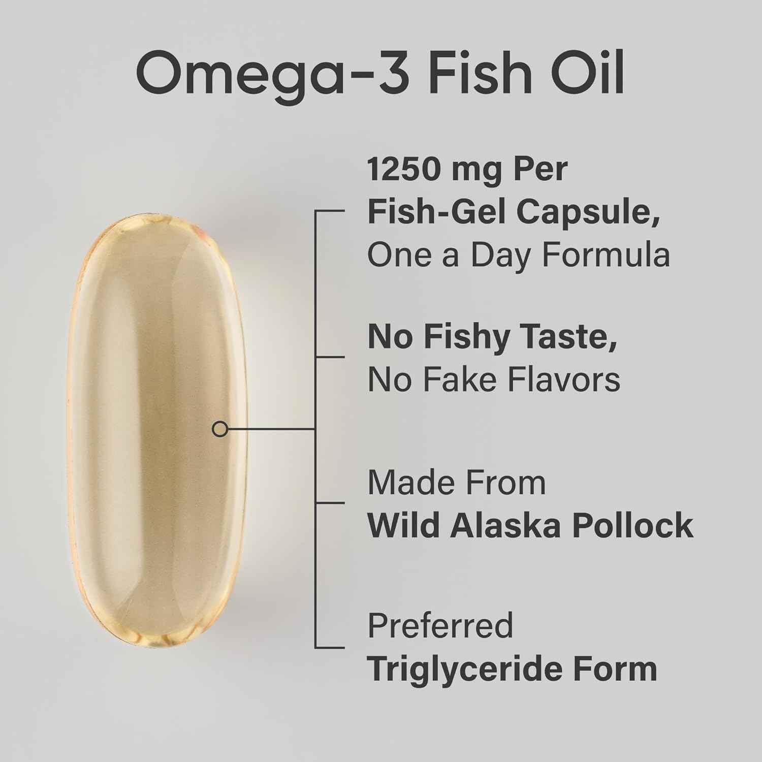 Sports Research Omega-3 Fish Oil 1250 Triple Strength Fish Oil Supplement