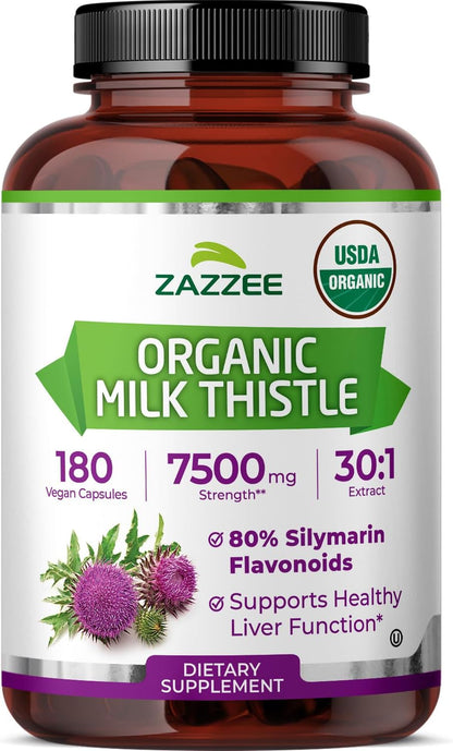 Zazzee Milk Thistle Liver Support Detox Formula Capsules