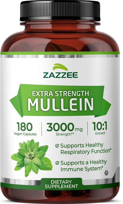 Zazzee Mullein Leaf Extra Strength Respiratory Support Capsules