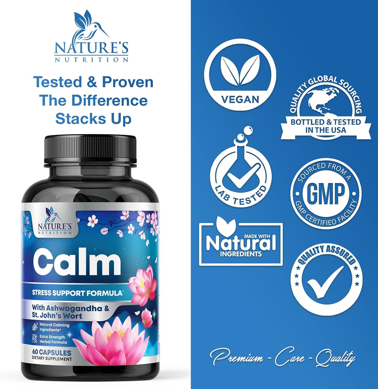 Nature's Nutrition Ashwagandha GABA Stress Mood Support Capsules