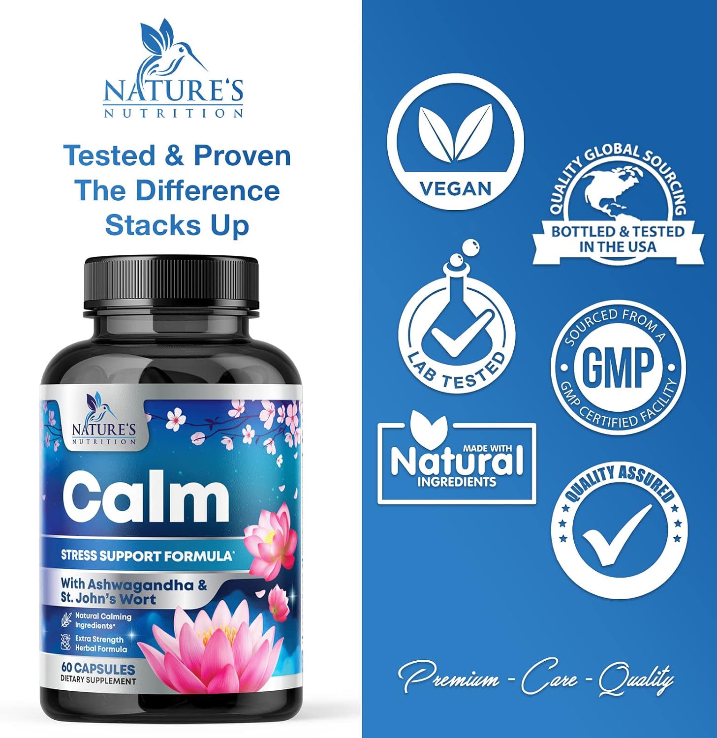 Nature's Nutrition Ashwagandha GABA Stress Mood Support Capsules