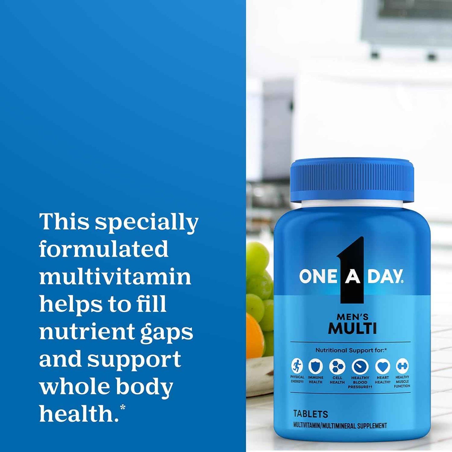 One A Day Men's Multivitamin with Vitamin D, Zinc, Folic Acid, 200 Count