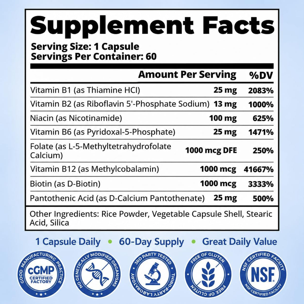 VIVI Youth Methylated Vitamin B Complex for Women 60 Count