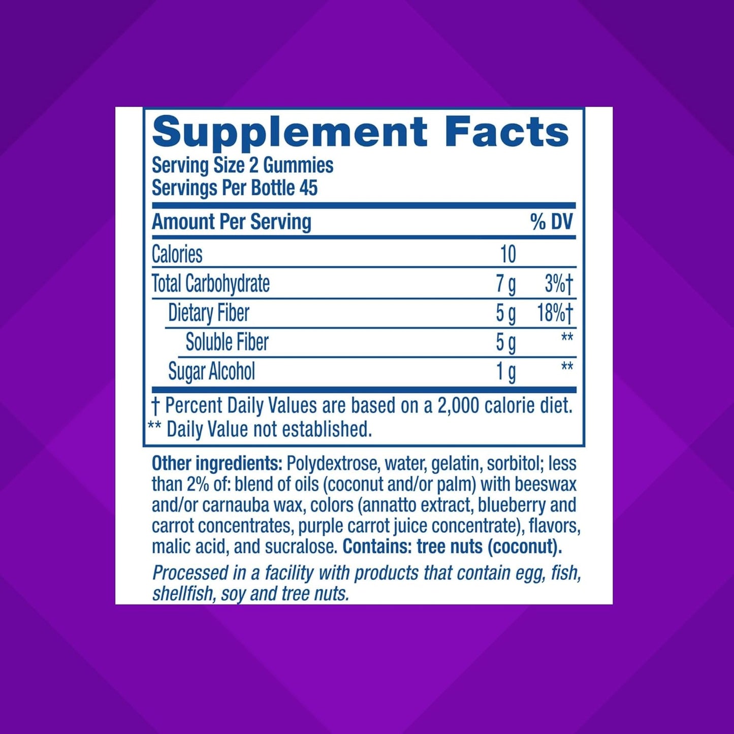 Vitafusion Fiber Well Sugar Free Prebiotic Gummies 5g 90 Count
