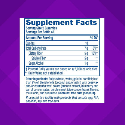 Vitafusion Fiber Well Sugar Free Prebiotic Gummies 5g 90 Count