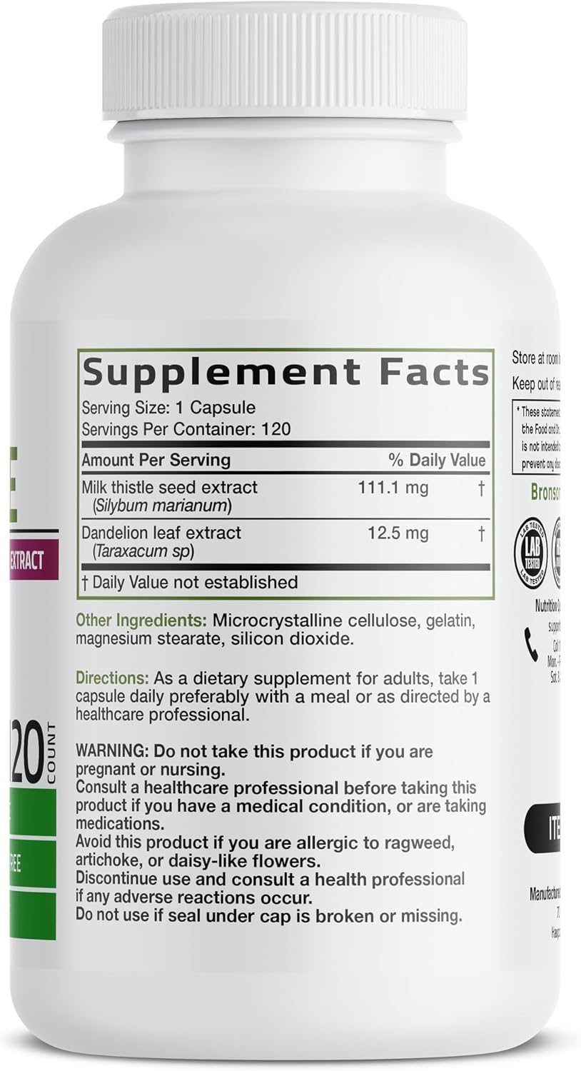 Bronson Milk Thistle Liver Detox Cleansing Formula Capsules