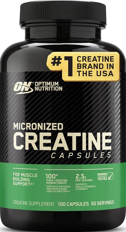 Optimum Nutrition Micronized Creatine Monohydrate Capsules 2.5g Per Serving 50 Servings