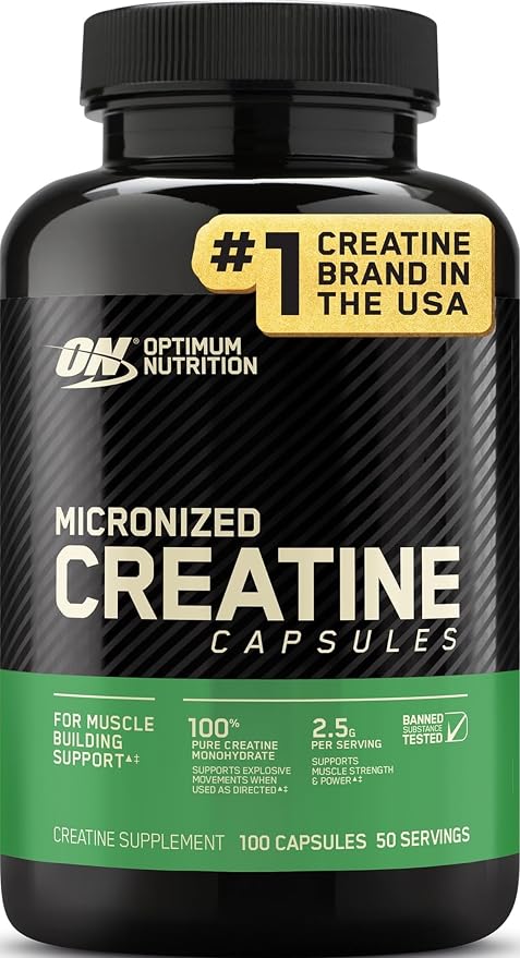 Optimum Nutrition Micronized Creatine Monohydrate Capsules 2.5g Per Serving 50 Servings