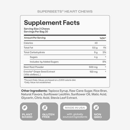 HumanN SuperBeets Heart Chews Grape Seed Extract & Non-GMO Supplement