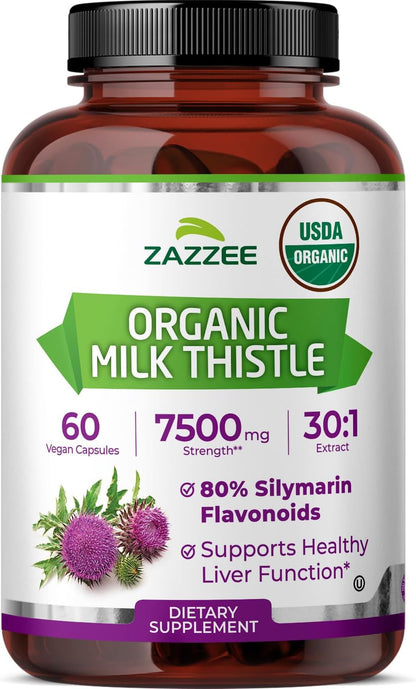 Zazzee Milk Thistle Liver Support Detox Formula Capsules