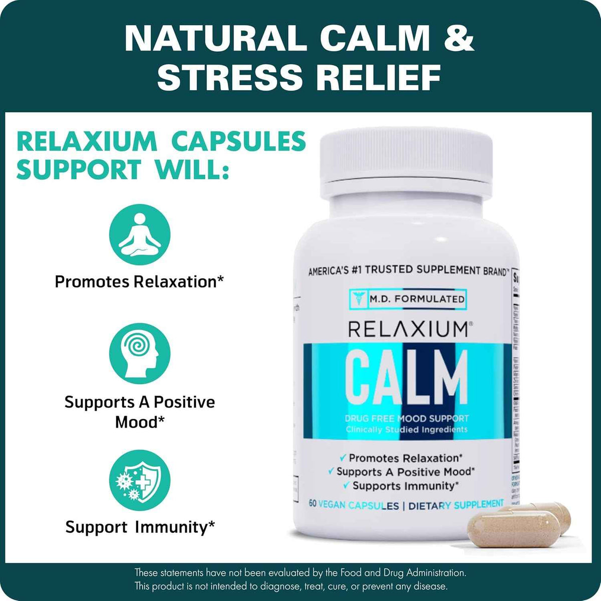 Relaxium Calm Ashwagandha 5-HTP Stress Mood Support Capsules