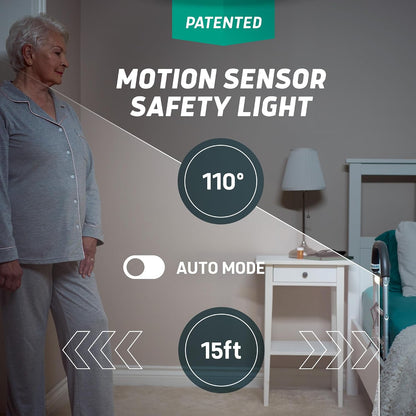 Lunderg Bed Assist Rail for Seniors Motion Light Non-Slip Grab Bar Easy Install Elderly Safety Support