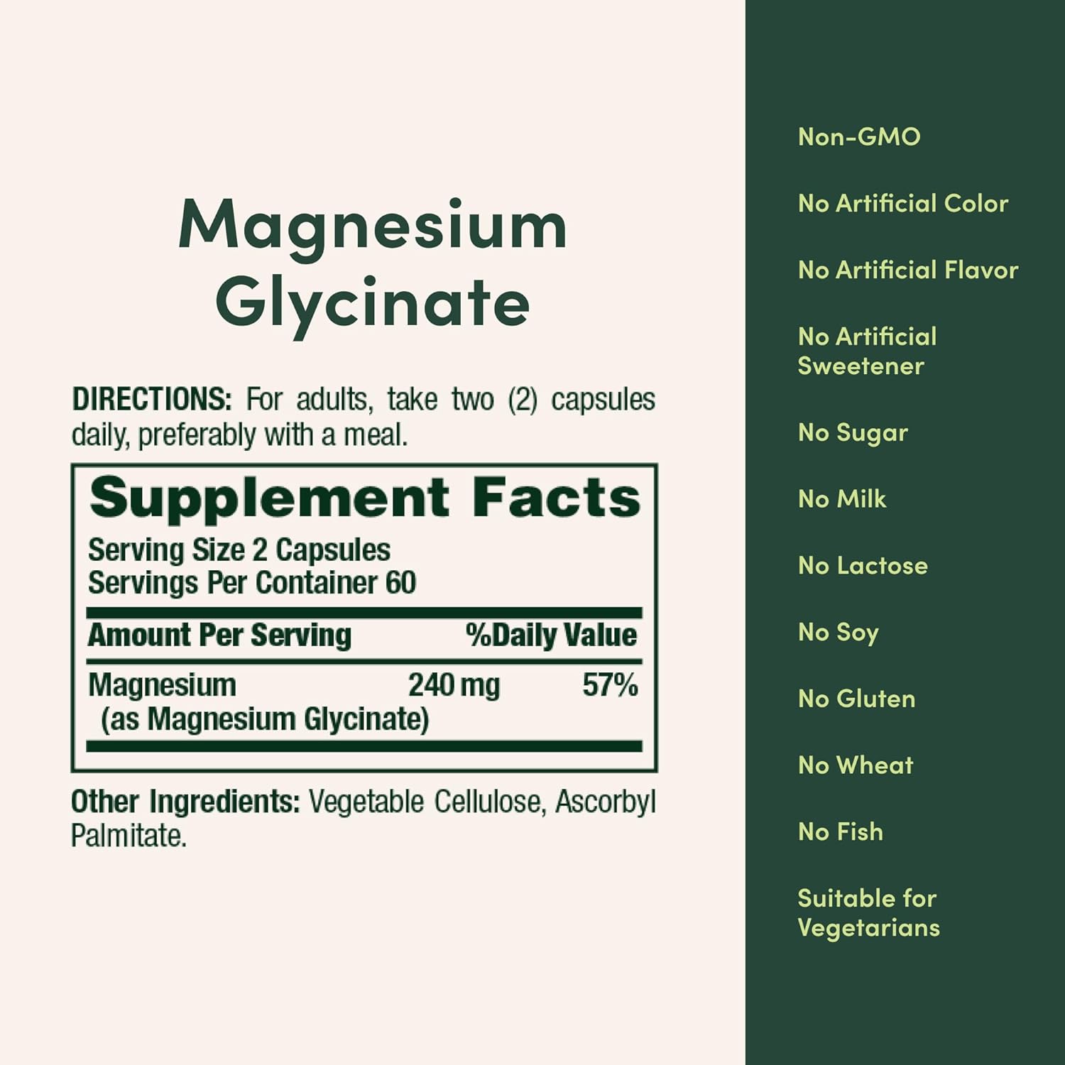 Nature's Bounty High Absorption Magnesium Glycinate 240 mg 120 Capsules