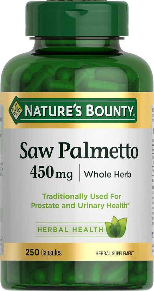 Nature's Bounty Saw Palmetto 450mg for Prostate and Urinary Health 250 Capsules