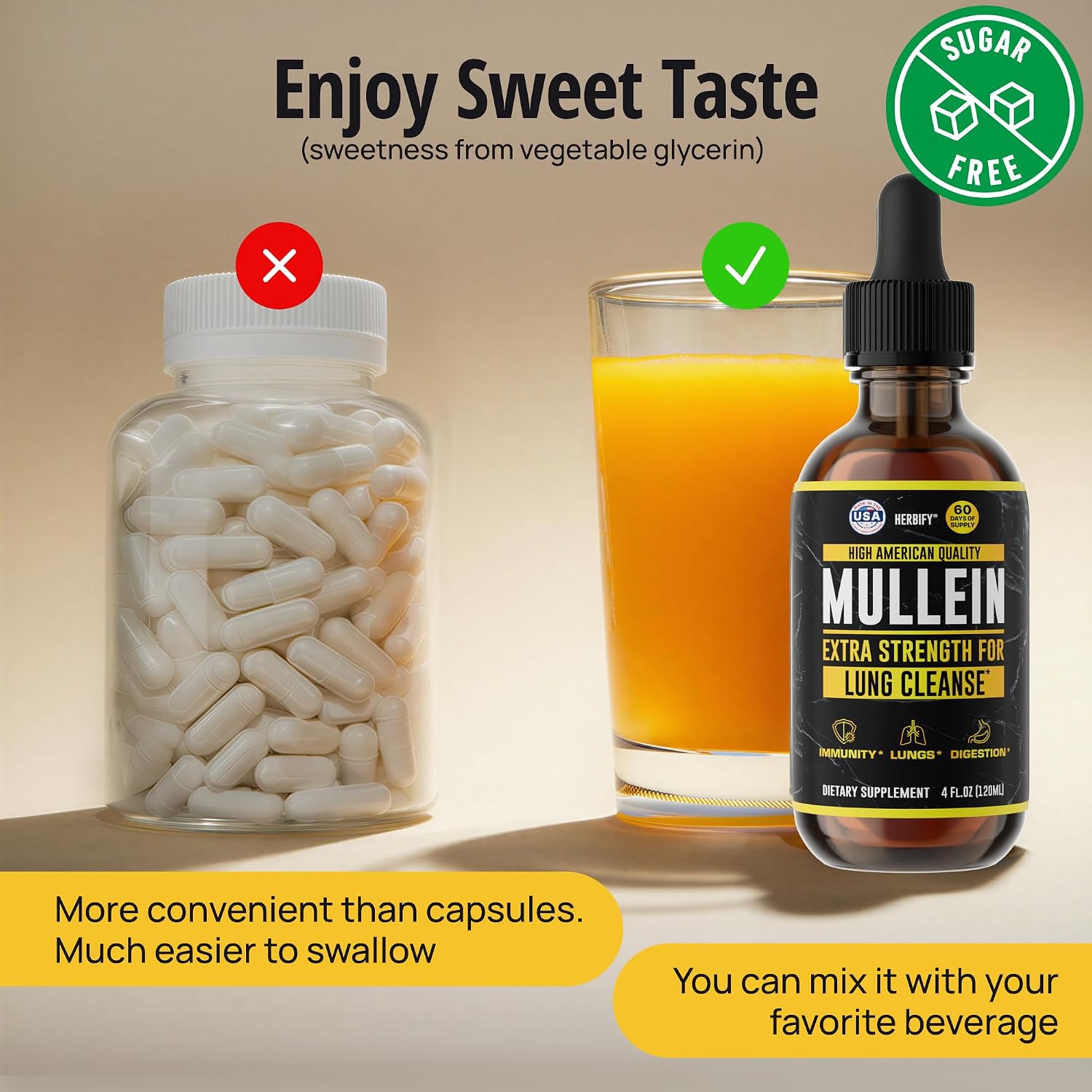 HERBIFY Mullein Leaf Extract Respiratory Support Liquid Drops