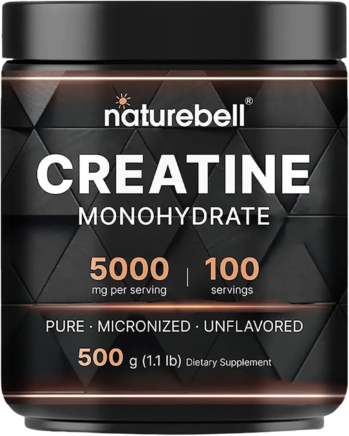 NatureBell Micronized Creatine Monohydrate Powder 5000mg Per Serving 100 Servings