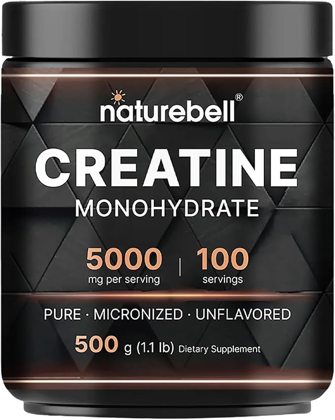 NatureBell Micronized Creatine Monohydrate Powder 5000mg Per Serving 100 Servings
