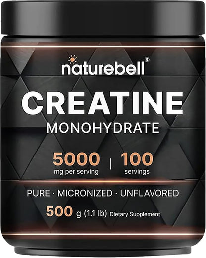 NatureBell Micronized Creatine Monohydrate Powder 5000mg Per Serving 100 Servings