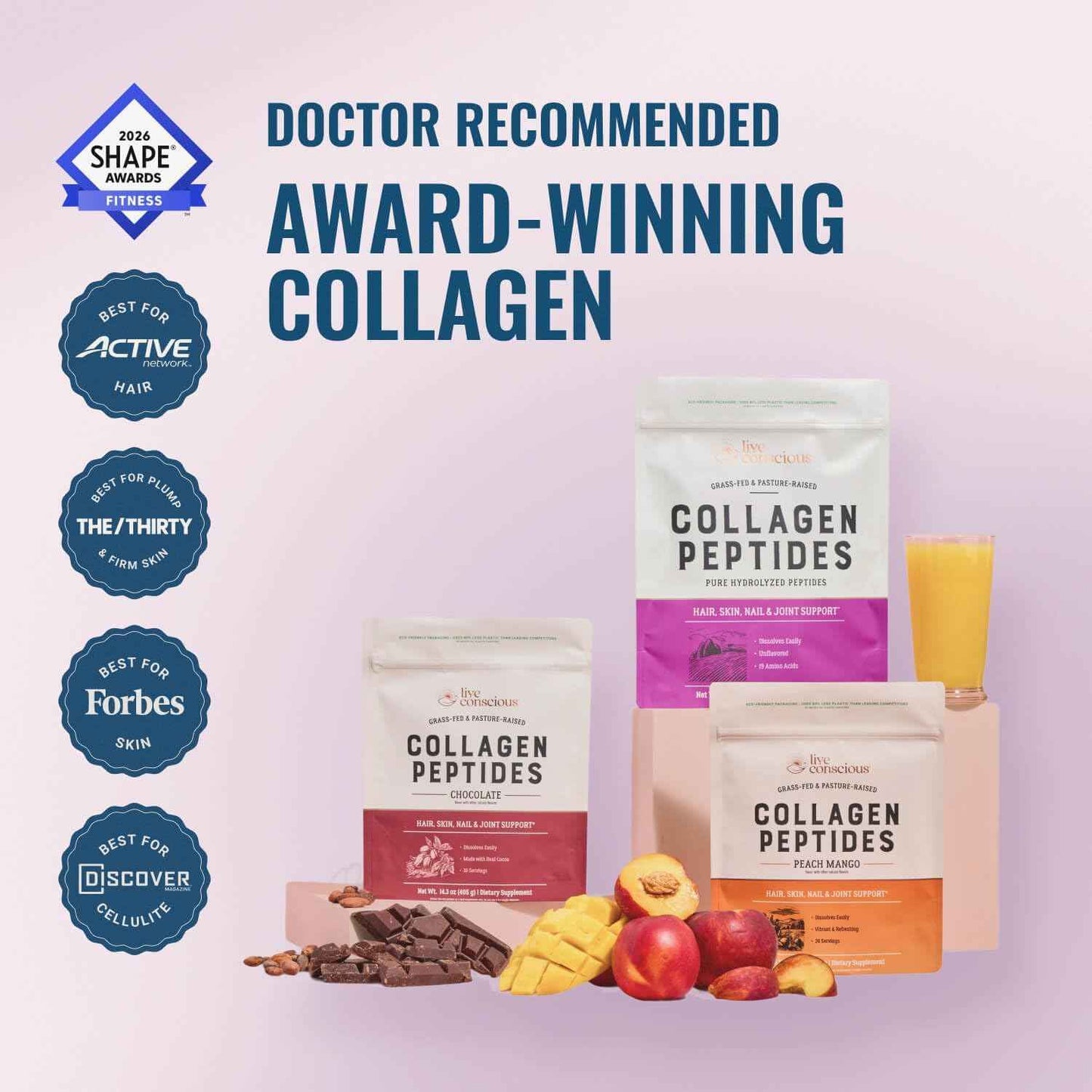 Live Conscious Collagen Peptides Powder Grass Fed Hydrolyzed 16oz