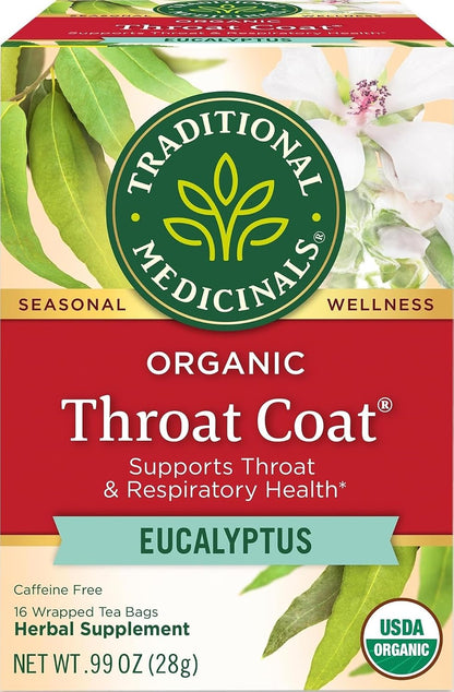 Traditional Medicinals Throat Coat Eucalyptus Respiratory Support Herbal Tea Bags