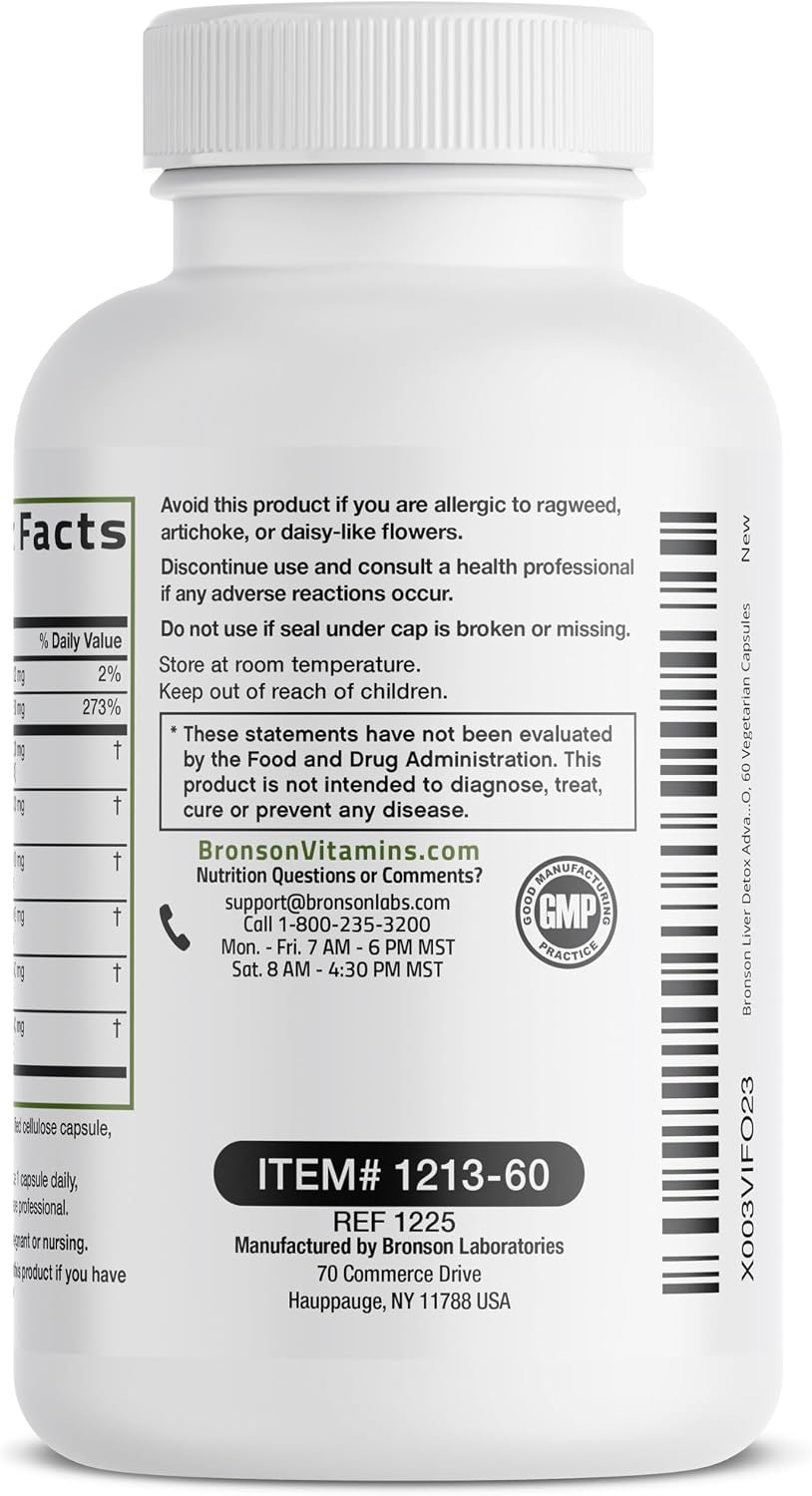 Bronson Milk Thistle Liver Detox Cleansing Formula Capsules
