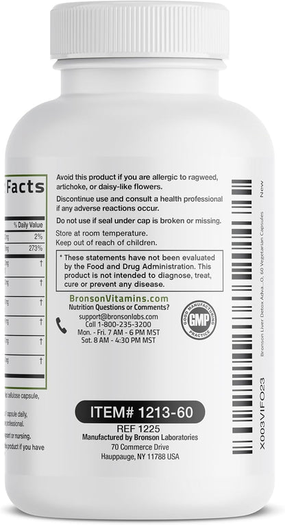 Bronson Milk Thistle Liver Detox Cleansing Formula Capsules