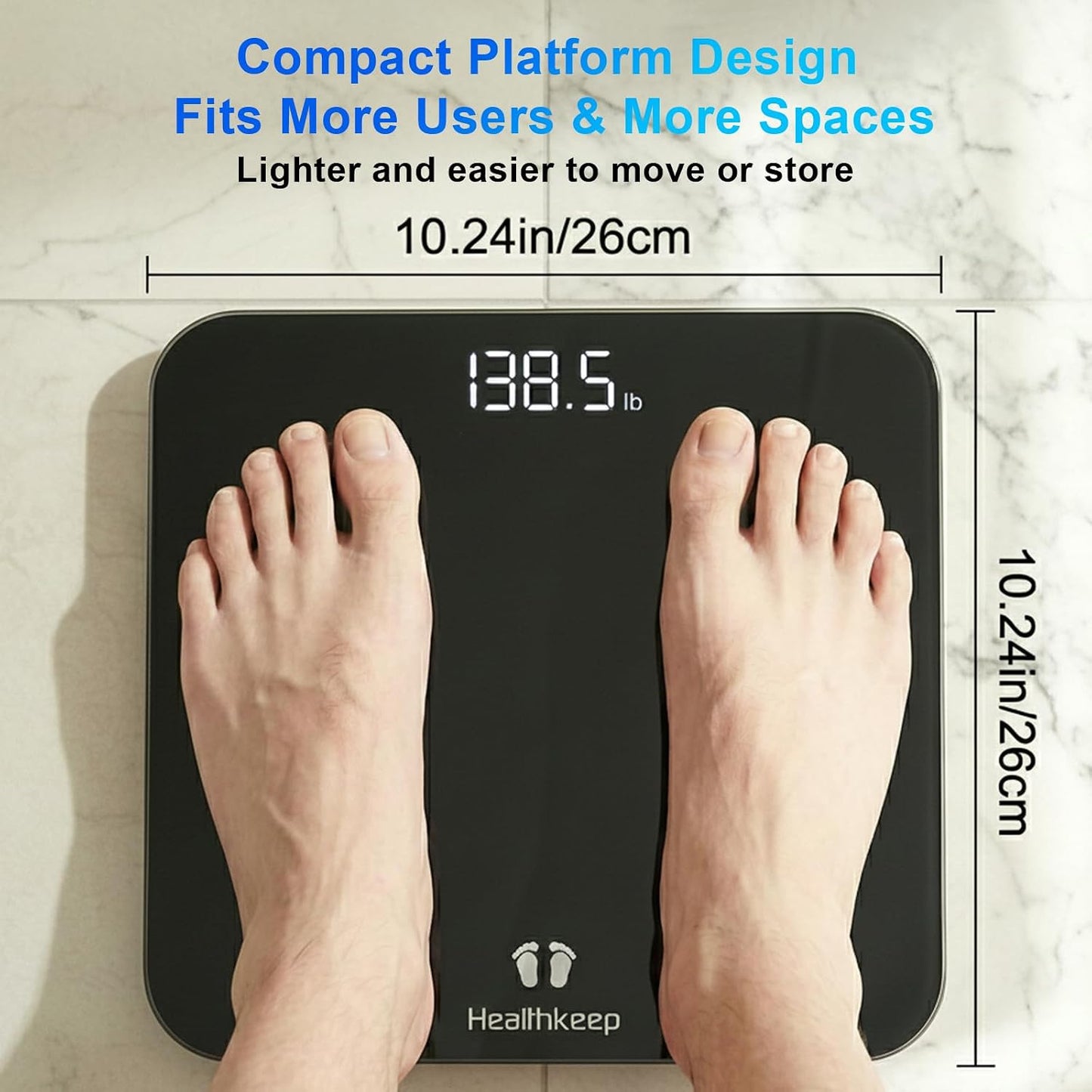 Digital Bathroom Scale Body Weight 400 lb Capacity LED Display High-Precision 4-Sensor
