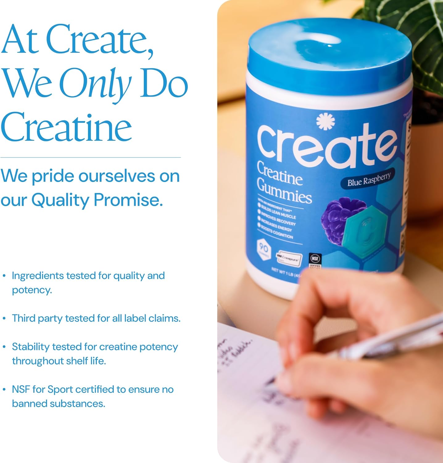 Create Creatine Monohydrate Gummies 1.5g Per Gummy Vegan Gluten-Free Non-GMO
