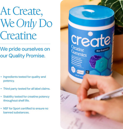 Create Creatine Monohydrate Gummies 1.5g Per Gummy Vegan Gluten-Free Non-GMO