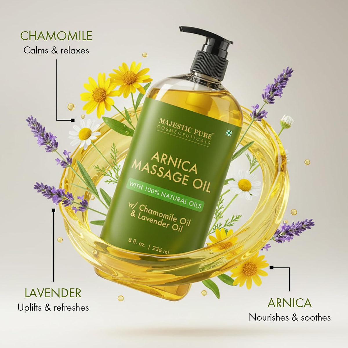 Majestic Pure Arnica Sore Muscle Massage Oil