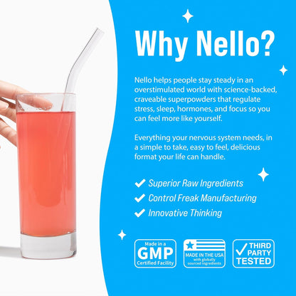 Nello Supercalm Powdered Drink Mix Cortisol Reducer Raspberry Lemonade