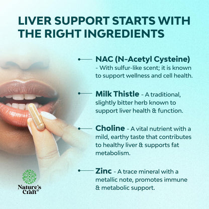 Natures Craft NAC Milk Thistle Liver Support Detox Formula Capsules