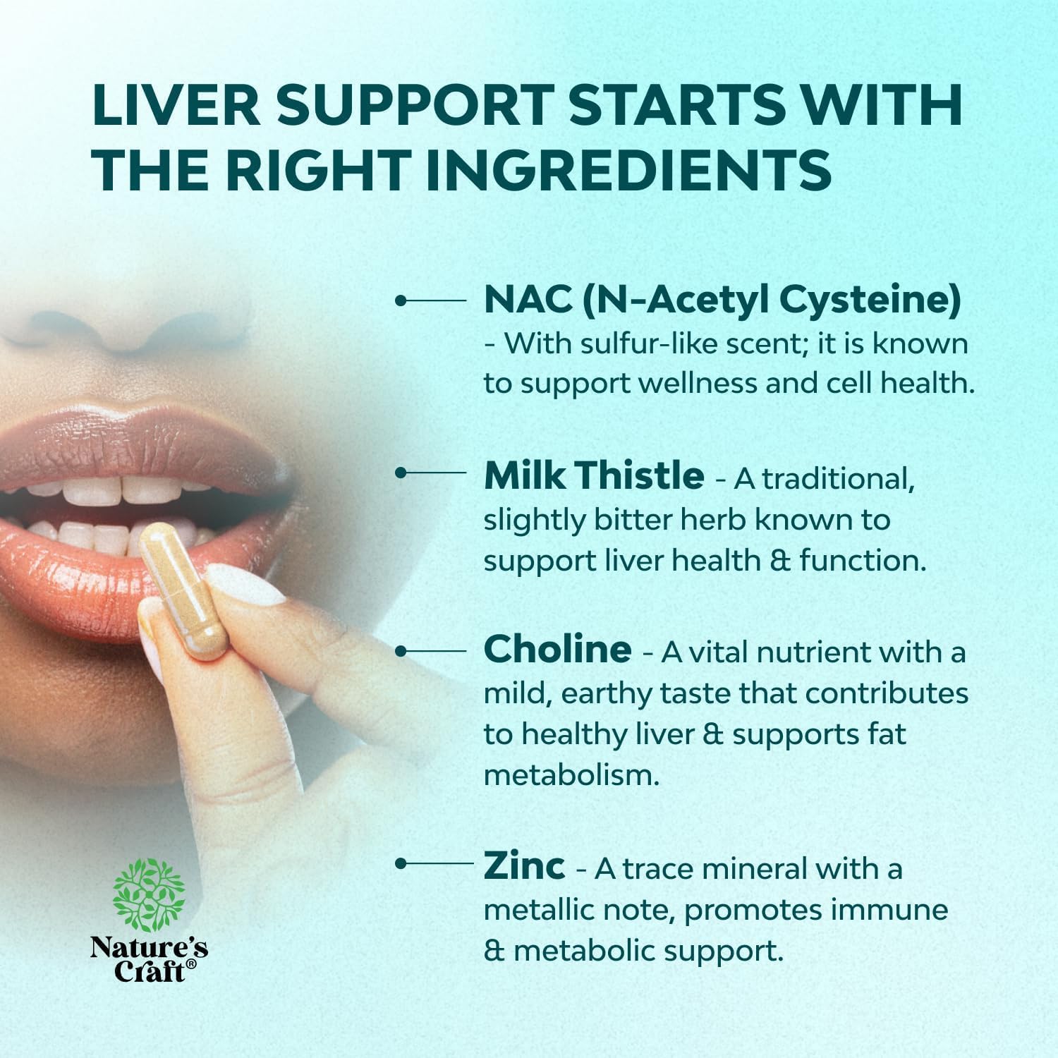 Natures Craft NAC Milk Thistle Liver Support Detox Formula Capsules