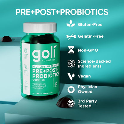 Goli Pre Pro Postbiotic Dietary Supplement Gummies