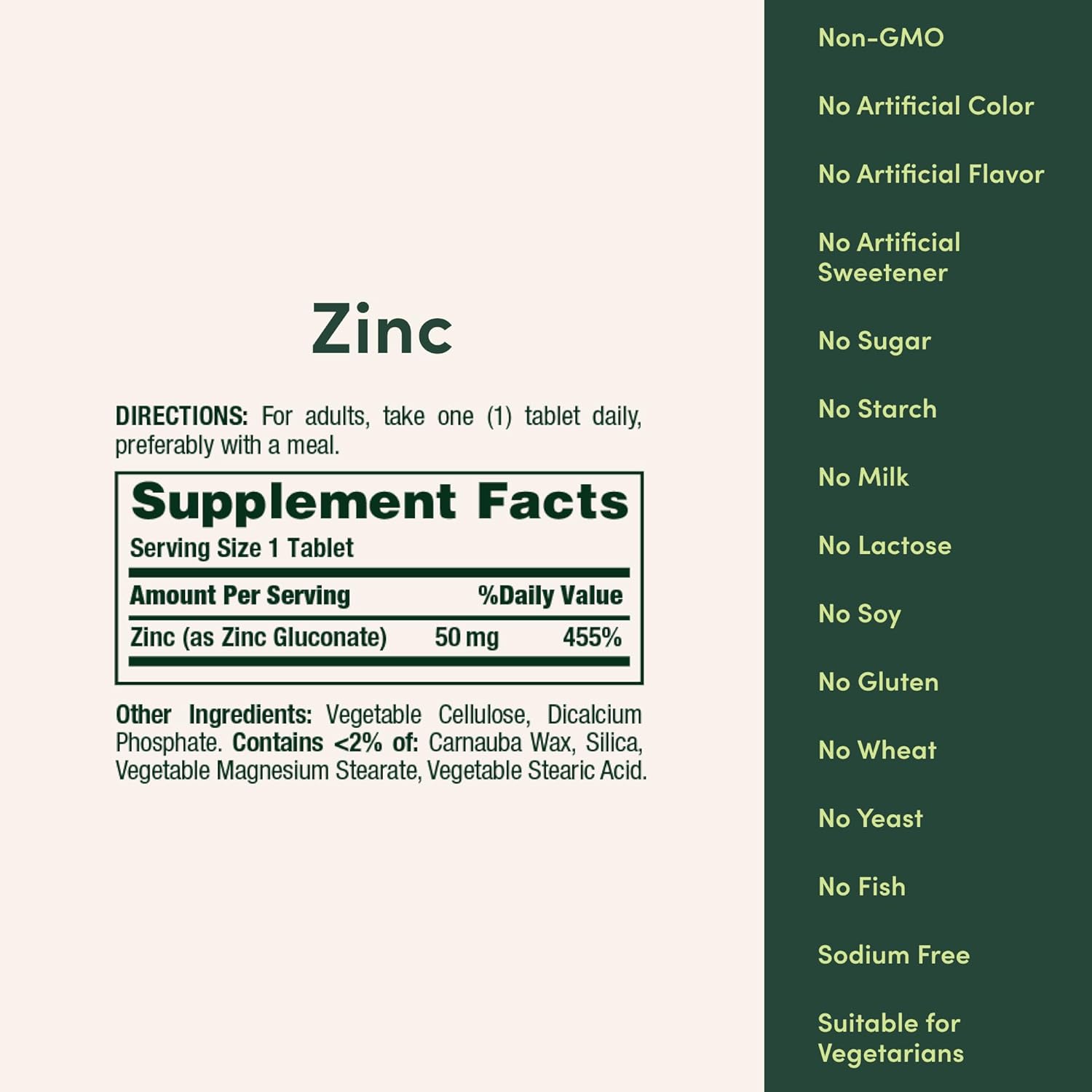 Nature's Bounty Zinc 50mg Immune Support Supplement 250 Caplets
