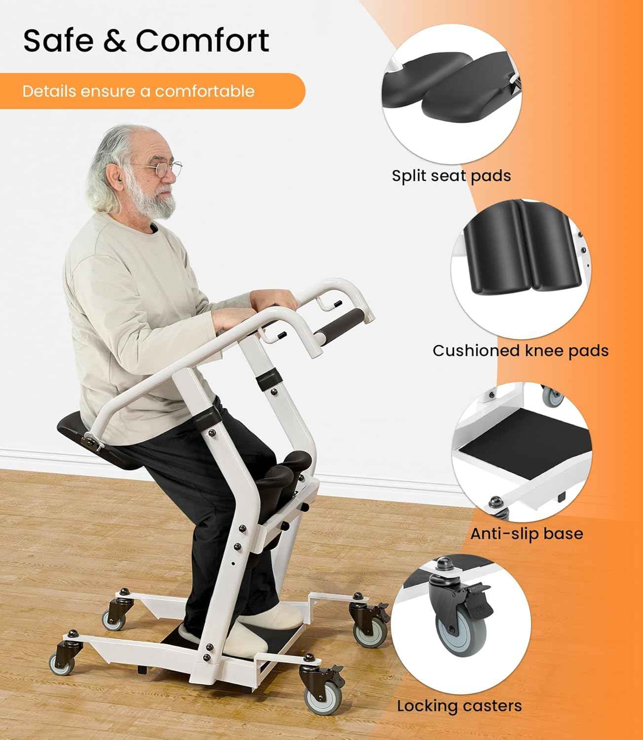 VOCIC 2026 Upgraded Sit to Stand Lift for Elderly Patient Transport Unit