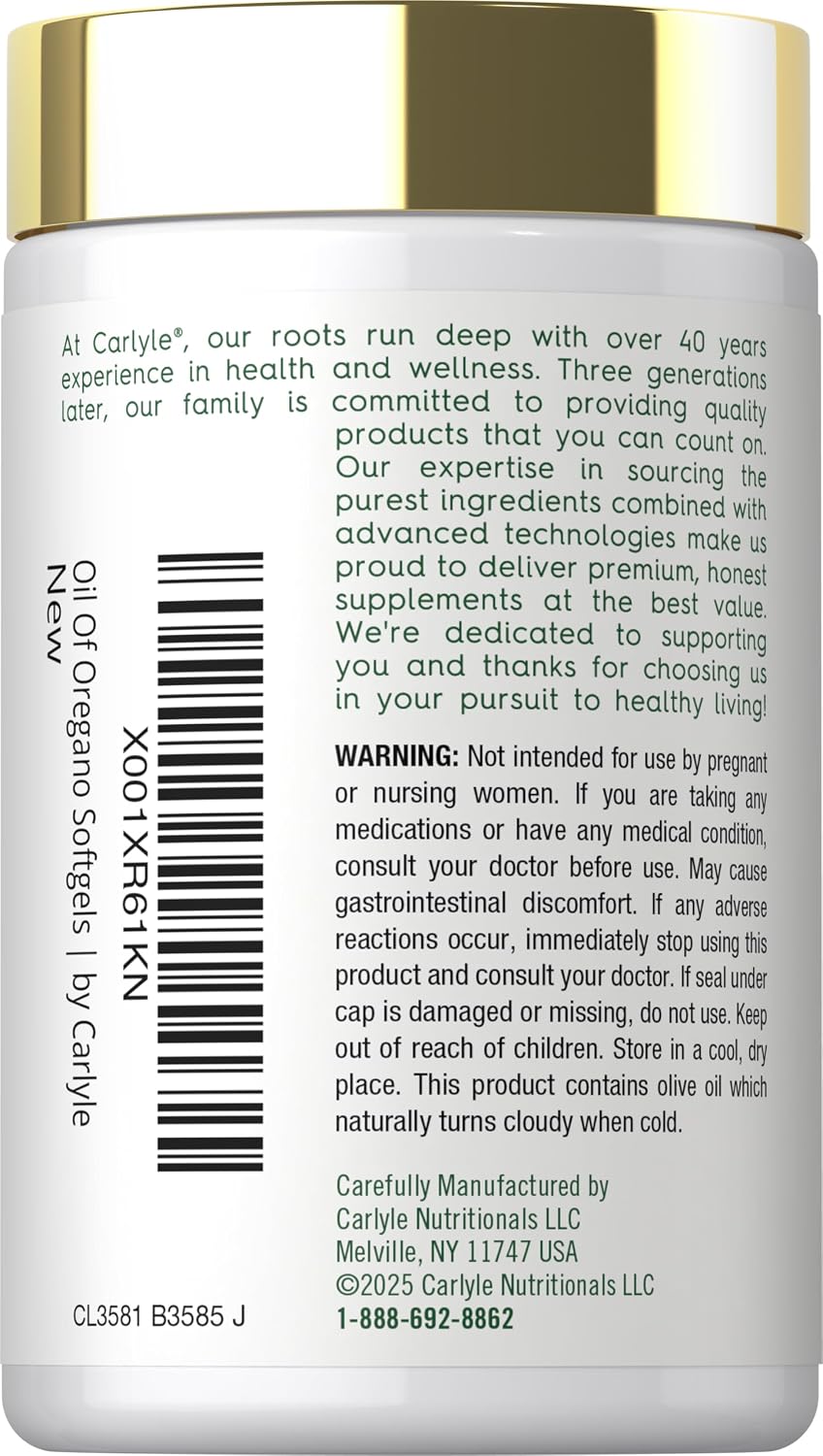 Carlyle Oregano Oil Carvacrol Herbal Health Support Softgels