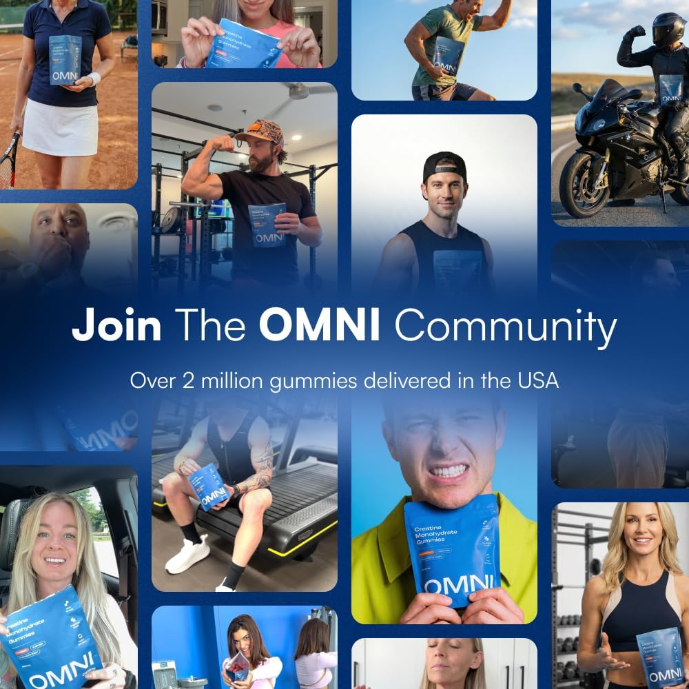 OMNI Creatine Monohydrate Gummies Peach Watermelon 1g Per Gummy 90 Count