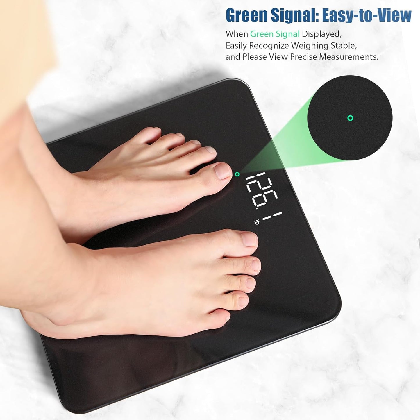 Vitafit Digital Bathroom Scale 400 lb Capacity 0.1 lb Accuracy Step-On LED Display Spray Silver Black