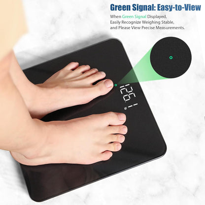 Vitafit Digital Bathroom Scale 400 lb Capacity 0.1 lb Accuracy Step-On LED Display Spray Silver Black