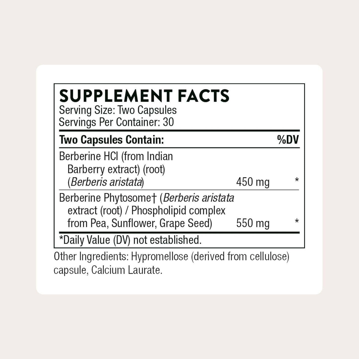 Thorne Berberine Phytosome and HCl Formula 60 Capsules