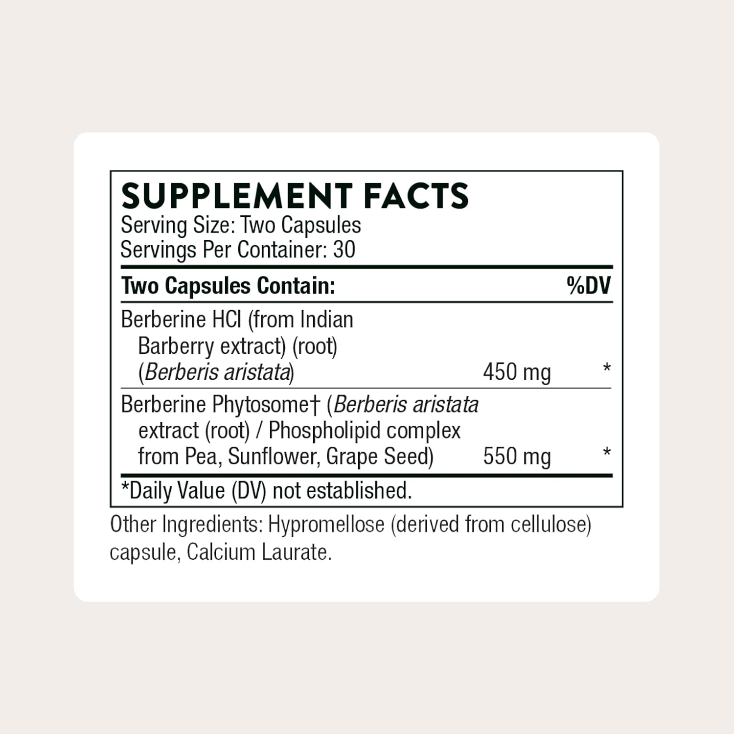 Thorne Berberine Phytosome and HCl Formula 60 Capsules