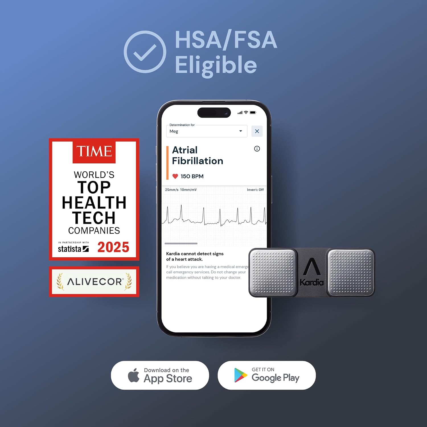KardiaMobile 1-Lead EKG Monitor Medical-Grade FDA-Cleared Personal Heart Monitor Detects AFib & Arrhythmias 30 Second Results Works with Most Smartphones