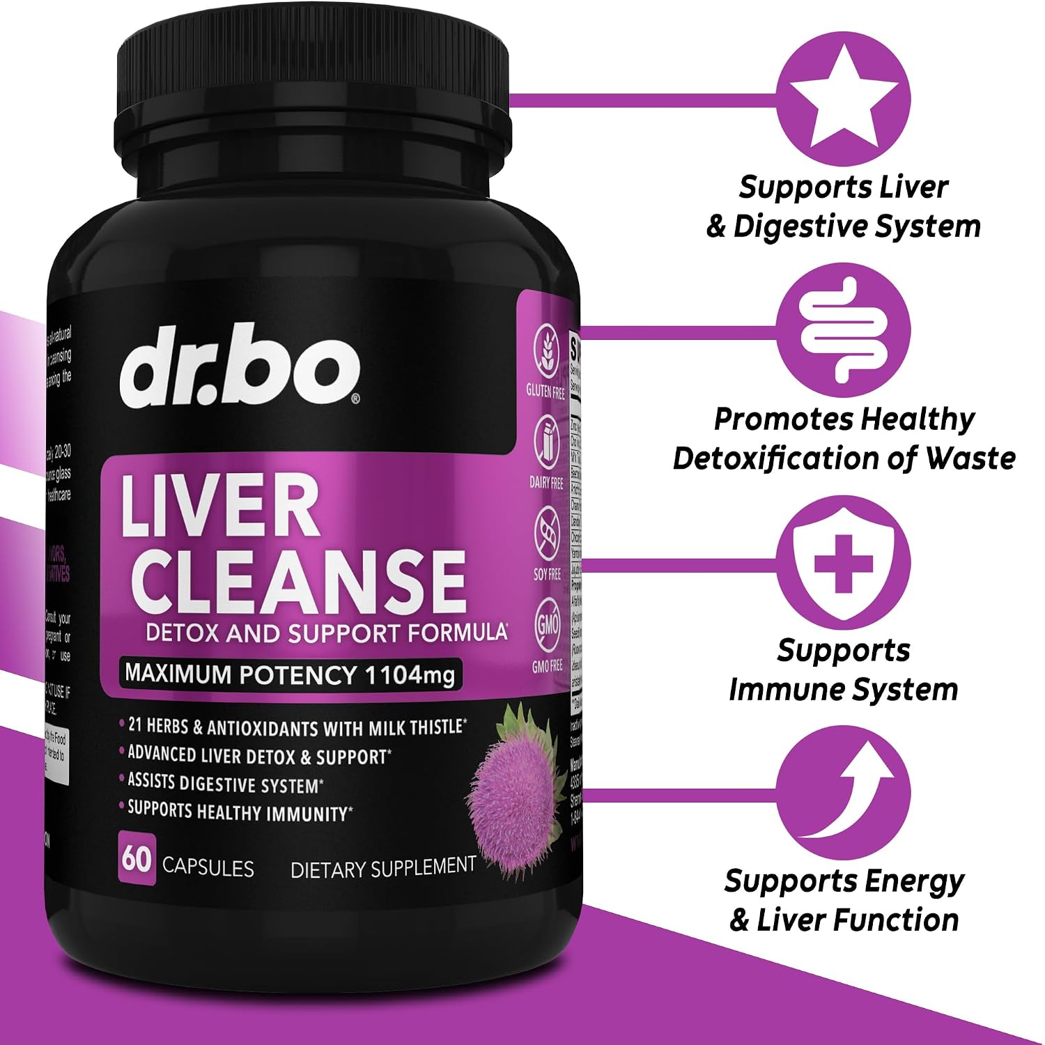 DR. BO Milk Thistle Liver Cleanse Detox Support Capsules