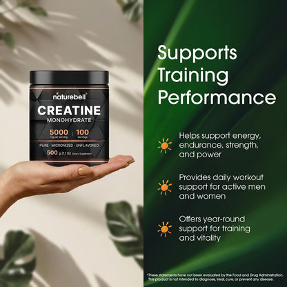 NatureBell Micronized Creatine Monohydrate Powder 5000mg Per Serving 100 Servings