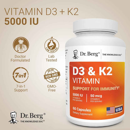Dr. Berg Maximum Strength 7-in-1 Vitamin D3 K2 5000 IU