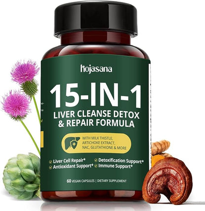 HojaSana Milk Thistle Silymarin Liver Support Detox Formula Capsules