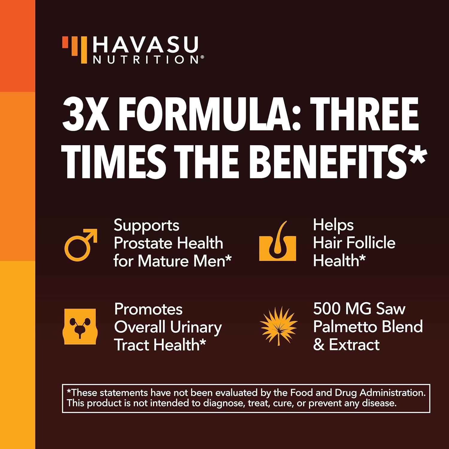 Havasu Nutrition Saw Palmetto 3X Formula DHT Blocker Prostate Health Supplement 120 Count